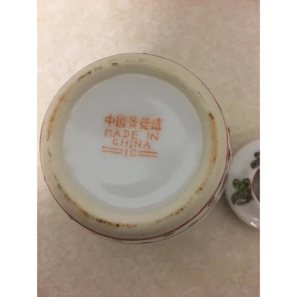 Vintage Porcelain Chinese Barrel Shaped Covered Trinket Box - Picture 6 of 6